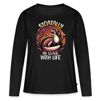 Dictons amusants d’hermine - T-shirt manches longues Premium bio Femme - noir - Devant - Julia (174cm)