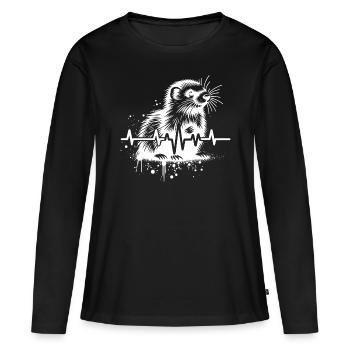 Ermine Cardio - T-shirt manches longues Premium bio Femme - noir - Devant - Julia (174cm)
