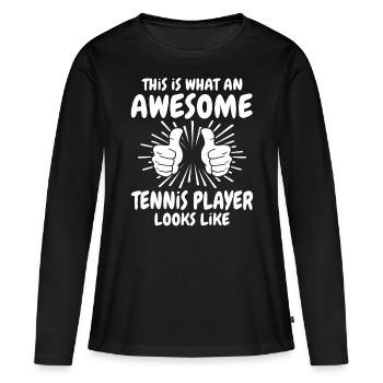 Tennisspieler - Frauen Premium Bio Langarmshirt - Schwarz - Vorne - Julia (174cm)