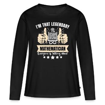 Mathématicien légendaire - T-shirt manches longues Premium bio Femme - noir - Devant - Julia (174cm)