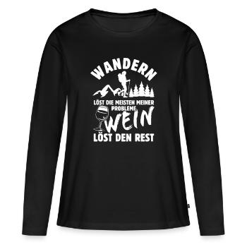 Wandern löst meine Probleme - Wein Spruch - Frauen Premium Bio Langarmshirt - Schwarz - Vorne - Julia (174cm)