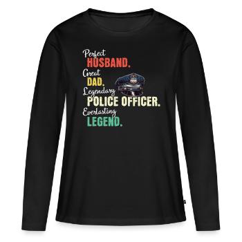 Papa policier - T-shirt manches longues Premium bio Femme - noir - Devant - Julia (174cm)