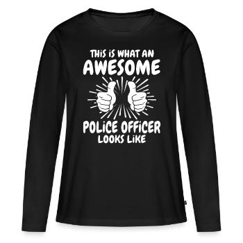 Policier - T-shirt manches longues Premium bio Femme - noir - Devant - Julia (174cm)