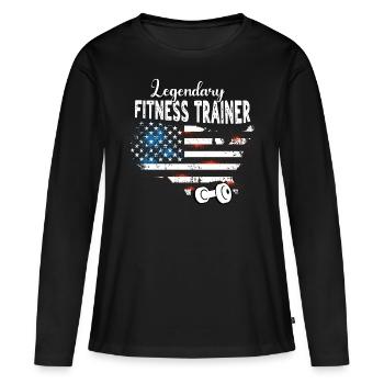 Entraîneur de fitness US - T-shirt manches longues Premium bio Femme - noir - Devant - Julia (174cm)