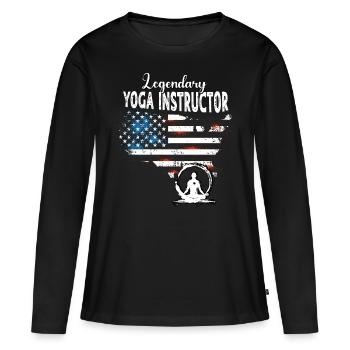 Professeur de yoga US - T-shirt manches longues Premium bio Femme - noir - Devant - Julia (174cm)