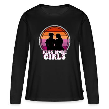 Kiss more girls Lesbian LGBT Pride Month Girls - Women's Premium Organic Long Sleeve Shirt - black - Front - Julia (174cm)