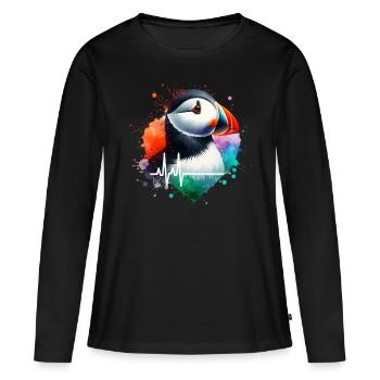 Cardio Macareux - T-shirt manches longues Premium bio Femme - noir - Devant - Julia (174cm)