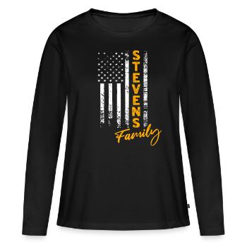 Stevens USA - Frauen Premium Bio Langarmshirt - Schwarz - Vorne - Julia (174cm)