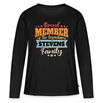 Name Stevens - Frauen Premium Bio Langarmshirt - Schwarz - Vorne - Julia (174cm)