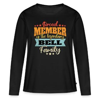 Nom Cloche - T-shirt manches longues Premium bio Femme - noir - Devant - Julia (174cm)