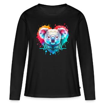 Koala Cardio - T-shirt manches longues Premium bio Femme - noir - Devant - Julia (174cm)