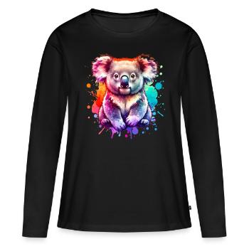 Koala - Frauen Premium Bio Langarmshirt - Schwarz - Vorne - Julia (174cm)