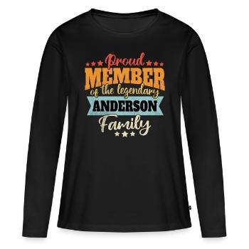 Nom : Anderson - T-shirt manches longues Premium bio Femme - noir - Devant - Julia (174cm)