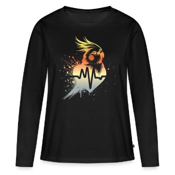 Cardio calopsitte - T-shirt manches longues Premium bio Femme - noir - Devant - Julia (174cm)