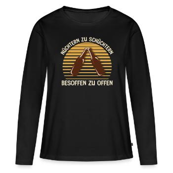 Schüchtern Besoffen Lustig Tee - Frauen Premium Bio Langarmshirt - Schwarz - Vorne - Julia (174cm)
