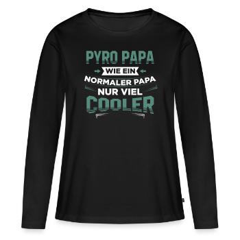 Pyro Papa Lustiges Tee - Frauen Premium Bio Langarmshirt - Schwarz - Vorne - Julia (174cm)