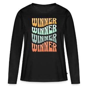 Gewinner - Frauen Premium Bio Langarmshirt - Schwarz - Vorne - Julia (174cm)