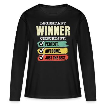 Gewinner Winner - Frauen Premium Bio Langarmshirt - Schwarz - Vorne - Julia (174cm)