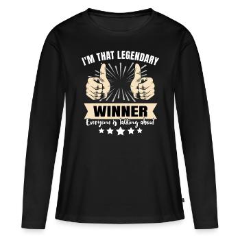 Legendärer Gewinner - Frauen Premium Bio Langarmshirt - Schwarz - Vorne - Julia (174cm)