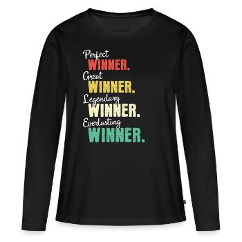 Gewinner - Frauen Premium Bio Langarmshirt - Schwarz - Vorne - Julia (174cm)