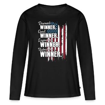 Gagnant Gewinner US - T-shirt manches longues Premium bio Femme - noir - Devant - Julia (174cm)