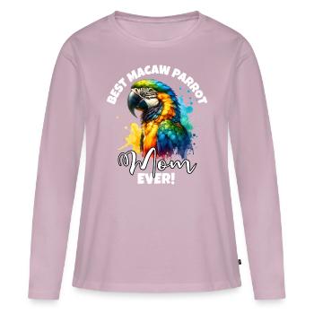 Meilleur perroquet ara Mama - T-shirt manches longues Premium bio Femme - rose poudré - Devant - Julia (174cm)