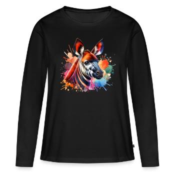 Okapi - Frauen Premium Bio Langarmshirt - Schwarz - Vorne - Julia (174cm)