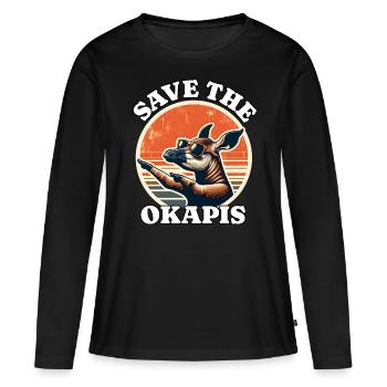Save Okapi - Frauen Premium Bio Langarmshirt - Schwarz - Vorne - Julia (174cm)