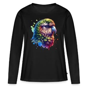 Perroquet de nuit - T-shirt manches longues Premium bio Femme - noir - Devant - Julia (174cm)