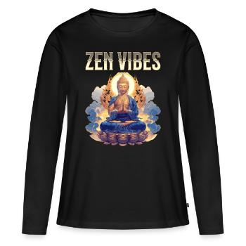 Buddha Buddhismus Religion Spirituell Meditation - Frauen Premium Bio Langarmshirt - Schwarz - Vorne - Julia (174cm)