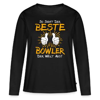 Idée cadeau melon - T-shirt manches longues Premium bio Femme - noir - Devant - Julia (174cm)