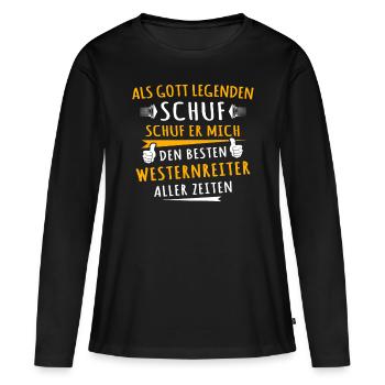 Cavaliers de l’Ouest - T-shirt manches longues Premium bio Femme - noir - Devant - Julia (174cm)
