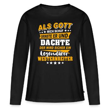 Western Riders Western Riding - T-shirt manches longues Premium bio Femme - noir - Devant - Julia (174cm)