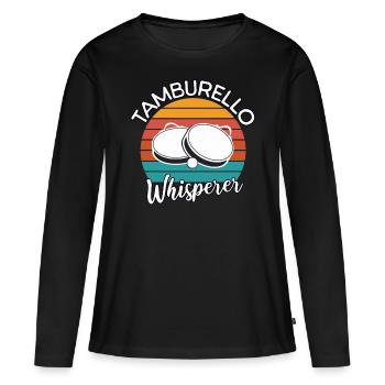 Tamburello Flüsterer - Frauen Premium Bio Langarmshirt - Schwarz - Vorne - Julia (174cm)