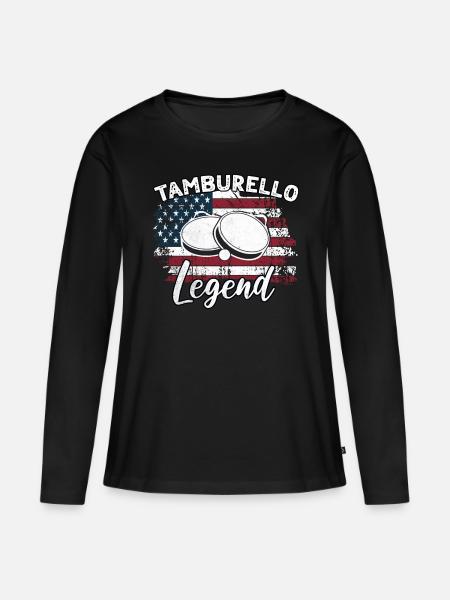 Tamburello Sprüche - Frauen Premium Bio Langarmshirt - Schwarz