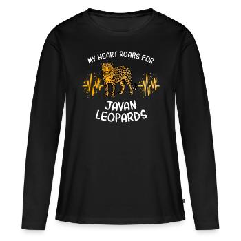 Java Leopard Herzlinie - Frauen Premium Bio Langarmshirt - Schwarz - Vorne - Julia (174cm)