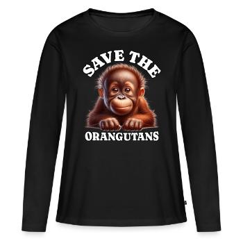 Orang-outan - T-shirt manches longues Premium bio Femme - noir - Devant - Julia (174cm)