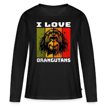 Orang-outan de Bornéo Orang-outan - T-shirt manches longues Premium bio Femme - noir - Devant - Julia (174cm)