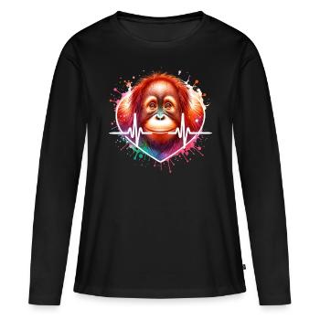 ECG d’orang-outan - T-shirt manches longues Premium bio Femme - noir - Devant - Julia (174cm)
