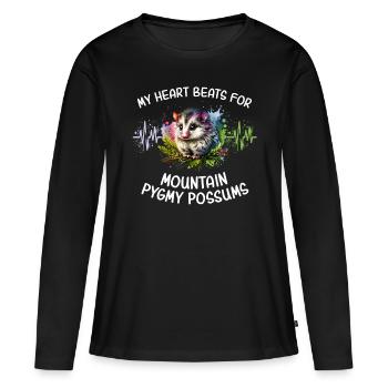 Bergbilchbeutler Herzlinie - Frauen Premium Bio Langarmshirt - Schwarz - Vorne - Julia (174cm)