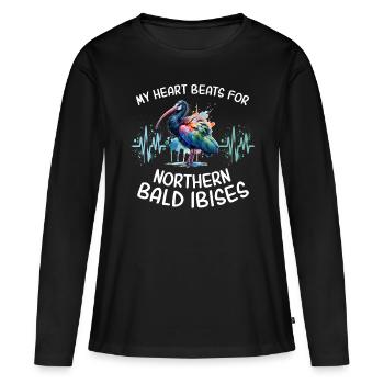 Waldrapp Herzlinie - Frauen Premium Bio Langarmshirt - Schwarz - Vorne - Julia (174cm)