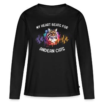 Chat Chat des Andes Heartline - T-shirt manches longues Premium bio Femme - noir - Devant - Julia (174cm)