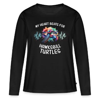 Karettschildkröte Herzlinie - Frauen Premium Bio Langarmshirt - Schwarz - Vorne - Julia (174cm)