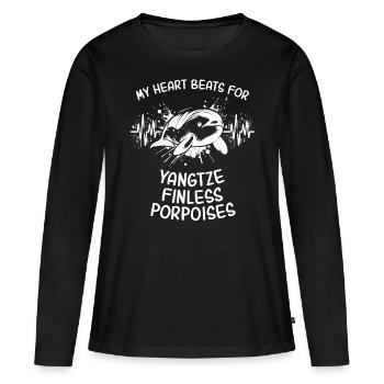 Fleuve Yangtze Smooth Dolphin Heartline - T-shirt manches longues Premium bio Femme - noir - Devant - Julia (174cm)