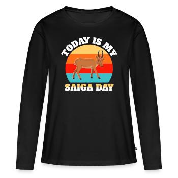 Saiga Antilope Saïga Antilope - T-shirt manches longues Premium bio Femme - noir - Devant - Julia (174cm)