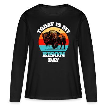Bison de bison - T-shirt manches longues Premium bio Femme - noir - Devant - Julia (174cm)