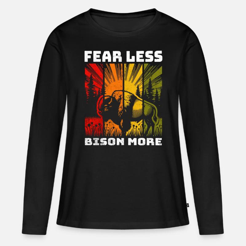Bison Büffel - Frauen Premium Bio Langarmshirt - Schwarz