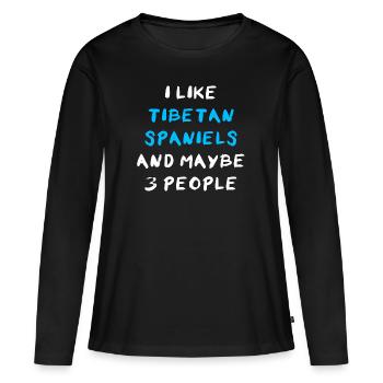 Épagneul tibétain - T-shirt manches longues Premium bio Femme - noir - Devant - Julia (174cm)