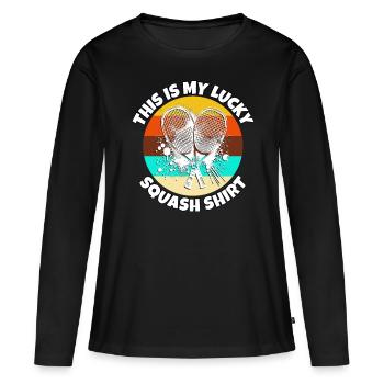 Calabaza - Camiseta ecológica prémium de manga larga para mujer - negro - delante - Julia (174cm)