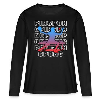 Ping Pong - Frauen Premium Bio Langarmshirt - Schwarz - Vorne - Julia (174cm)